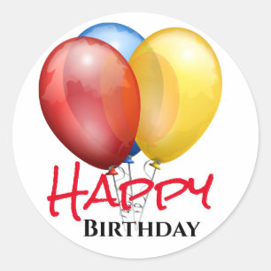 Happy Birthday Balloons Classic Round Sticker
