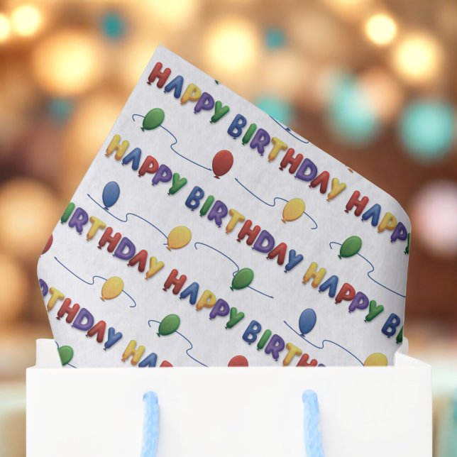 Happy Birthday Balloons Colourful Tissue Paper (Happy Birthday Tissue Paper just for you!)
