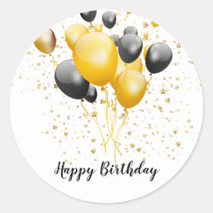 Happy Birthday Balloons Confetti Classic Round Sticker