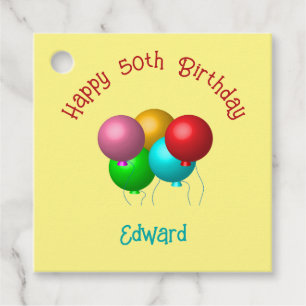 Happy Birthday Balloons Custom Text Year Favour Tags