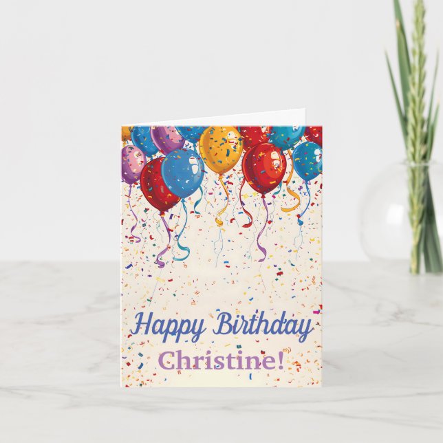 Happy Birthday Balloons Customizable Design  Card (Front)