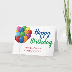 Happy Birthday Balloons Cute Custom Company Card