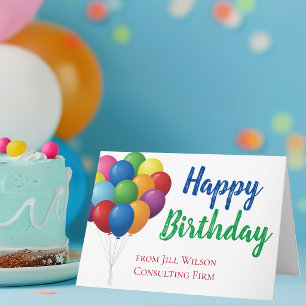 Happy Birthday Balloons Cute Custom Company Card