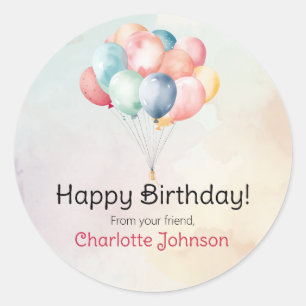 Happy Birthday Balloons Gift Stickers / Labels