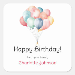 Happy Birthday Balloons Gift Stickers / Labels