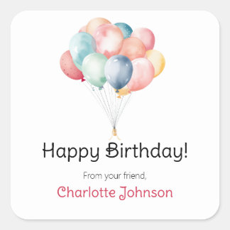 Happy Birthday Balloons Gift Stickers / Labels