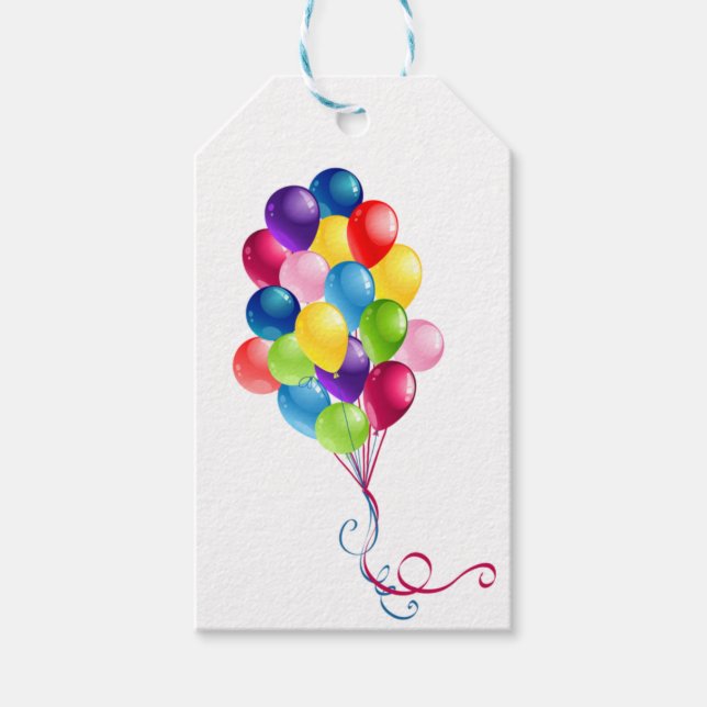 Happy Birthday Balloons Gift Tags (Front)