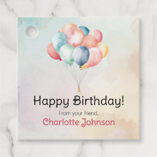 Happy Birthday Balloons Gift Tags