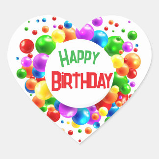 Happy Birthday Balloons Heart Sticker