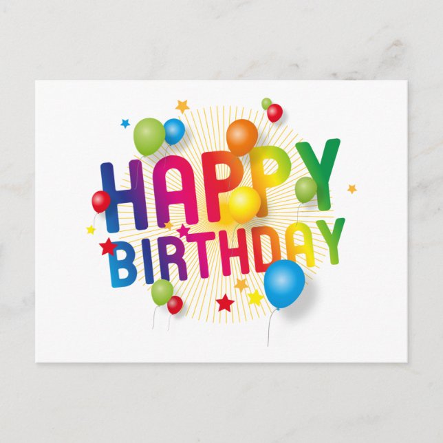 Happy Birthday Balloons Holiday Postcard (Front)