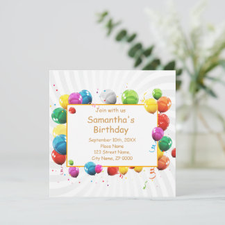 Happy Birthday Balloons Invitation