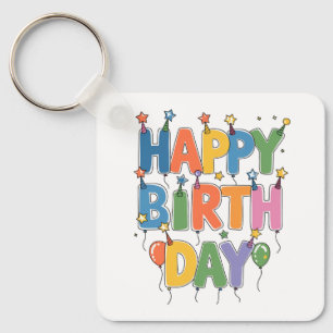 Happy Birthday Balloons Key Ring
