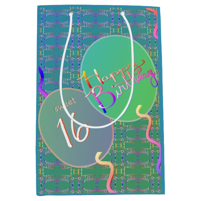 "Happy Birthday" Balloons  Medium Gift Bag (Front)