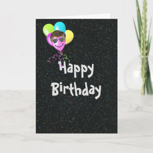 Happy Birthday Balloons On Glitter  Card