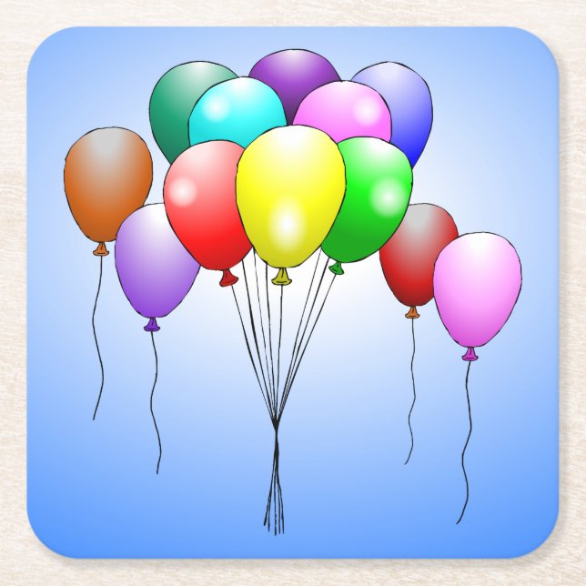 Happy Birthday Balloons Paper Coaster (Front)