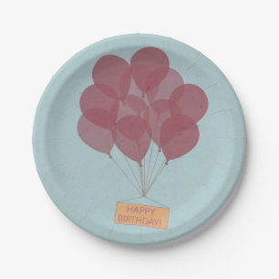 Happy birthday balloons paper plate