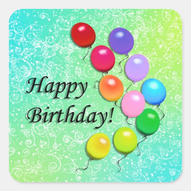 Happy Birthday Balloons Party Stickers (Front)