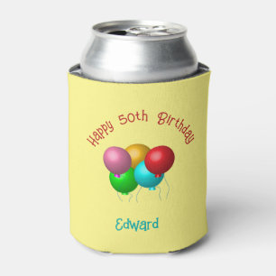 Happy Birthday Balloons Personalised Name Year Can Cooler