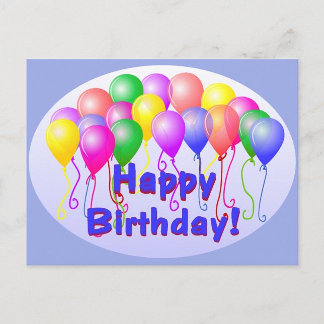 Happy Birthday Balloons Postcard (Front)