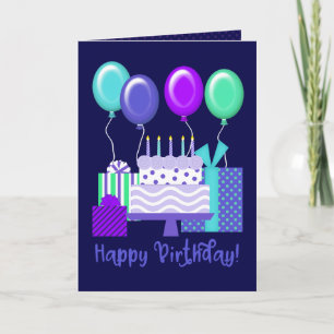 Happy Birthday! Balloons, Presents & Cake Card