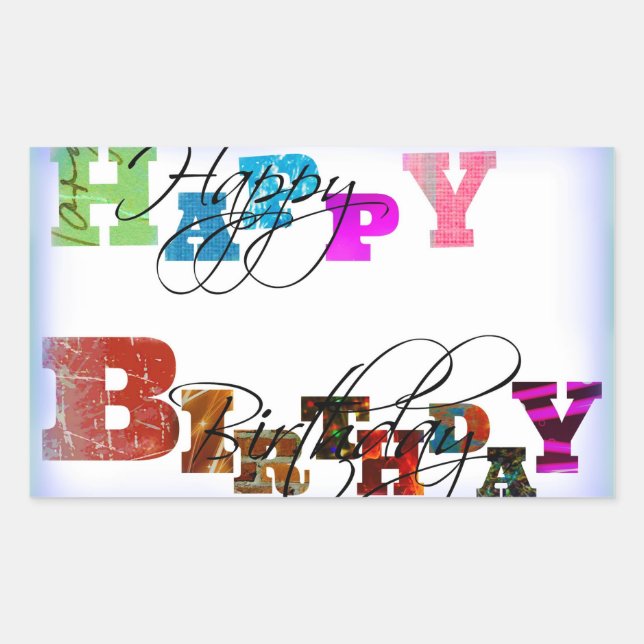 Happy Birthday Balloons Rectangular Sticker (Front)