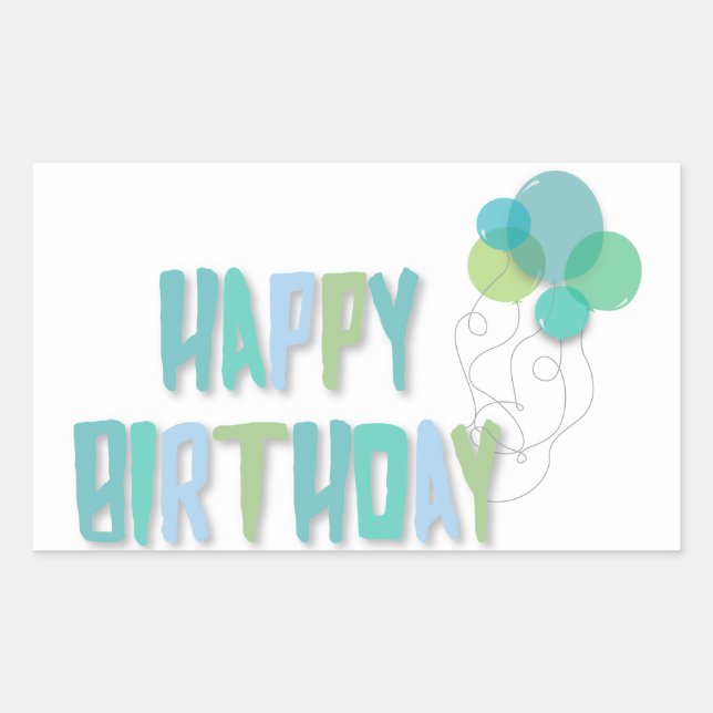 Happy Birthday Balloons Rectangular Sticker (Front)