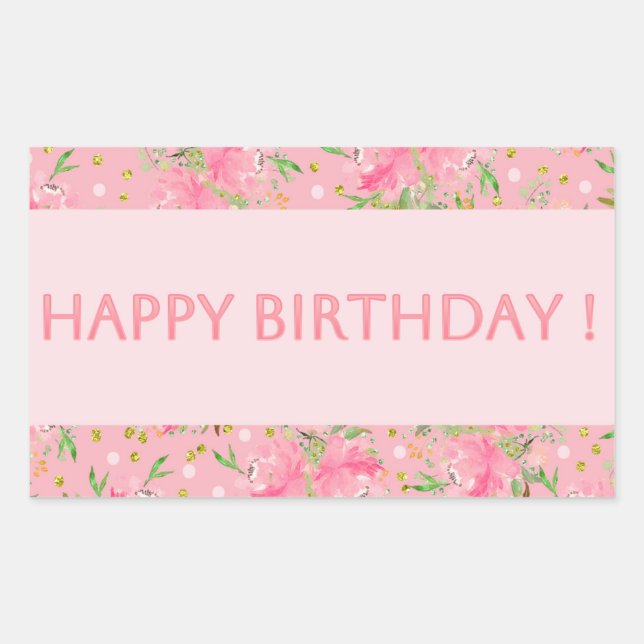 Happy Birthday Balloons Rectangular Sticker (Front)