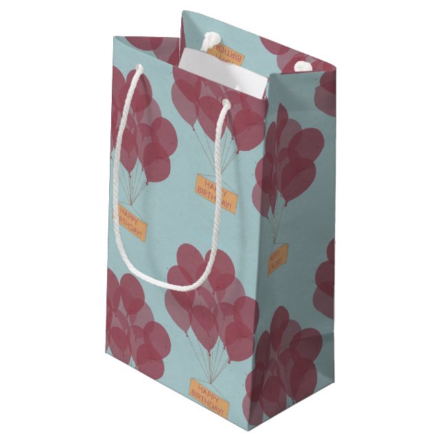 Happy birthday balloons small gift bag (Back Angled)