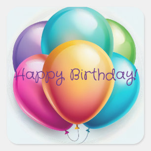 Happy Birthday Balloons Square Sticker