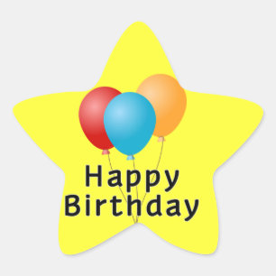 Happy Birthday Balloons Star Sticker
