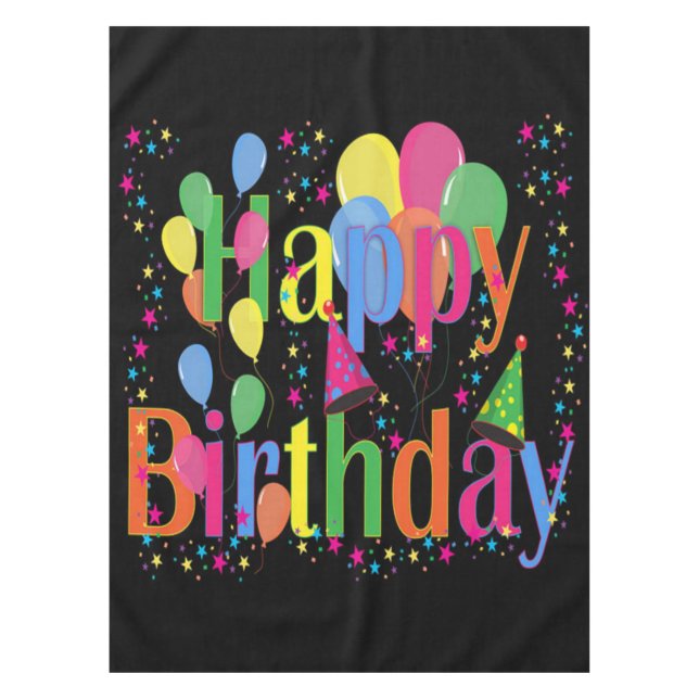 Happy Birthday Balloons Table Cloth (Front)
