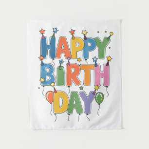 Happy Birthday Balloons Tapestry