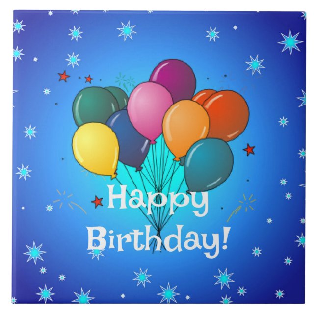 Happy Birthday balloons Tile (Front)