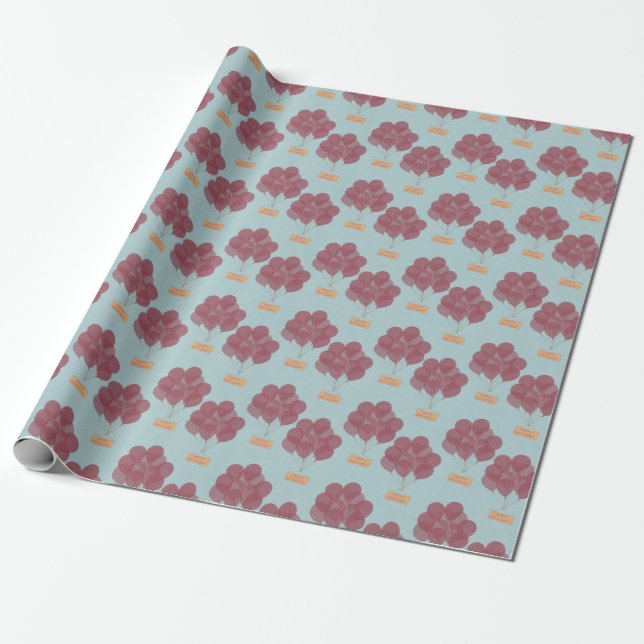 Happy birthday balloons wrapping paper (Unrolled)