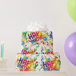 Happy Birthday Baloons and Streamers Wrapping Paper