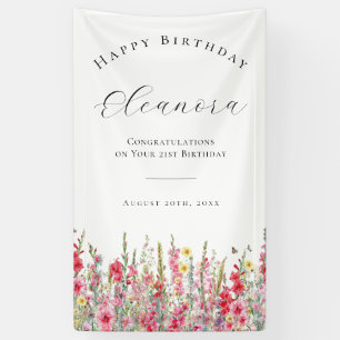 Happy Birthday Banner 21st August Birth Flower