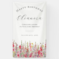 Happy Birthday Banner 70th August Birth Flower