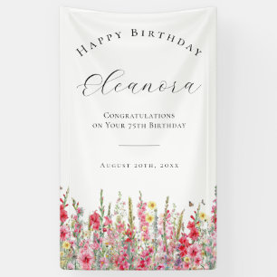 Happy Birthday Banner 75th August Birth Flower
