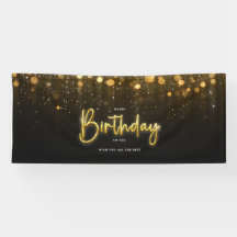 Happy Birthday Banner black glitter