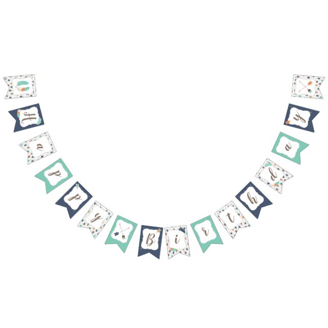 Happy Birthday Banner Boho Tribal Arrows Feathers (All)