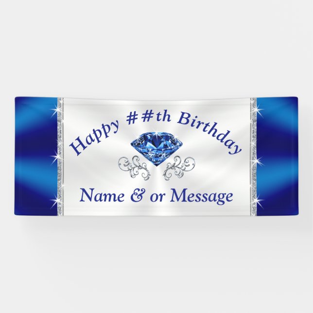 Happy Birthday Banner Custom. ANY YEAR or OCCASION (Horizontal)