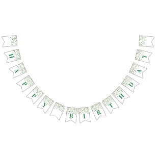 Happy Birthday Banner Green Gold Confetti