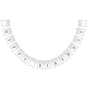 Happy Birthday Banner Green Gold Confetti
