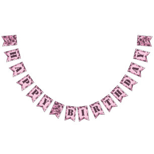 Happy Birthday Banner in Pink Camo