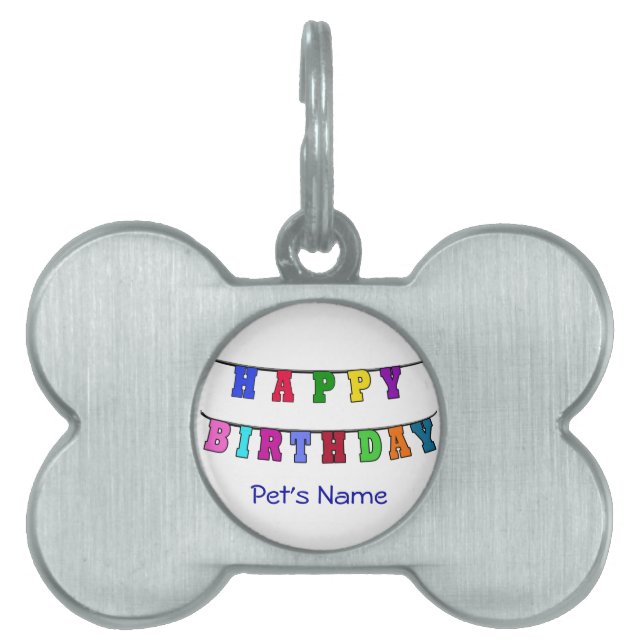 Happy Birthday Banner Pet Tag (Front)