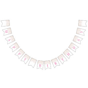 Happy Birthday Banner Pink Gold Confetti