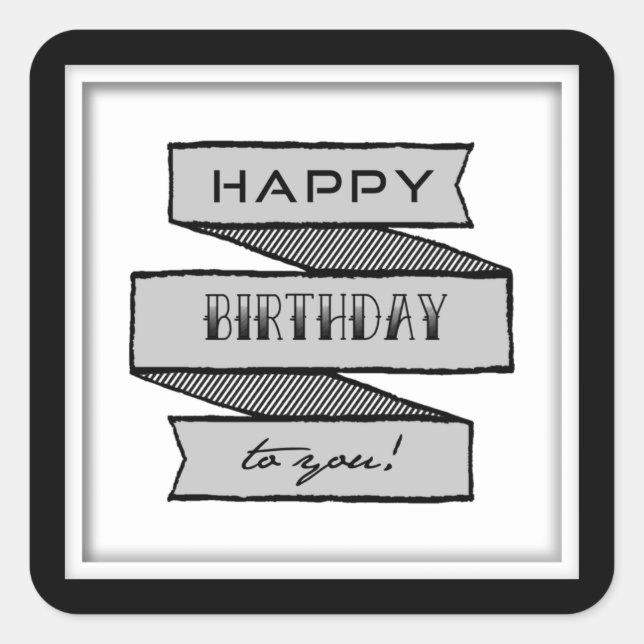 Happy Birthday Banner Typography Stickers (Front)