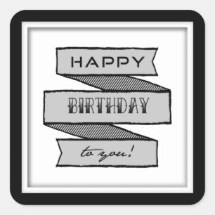 Happy Birthday Banner Typography Stickers