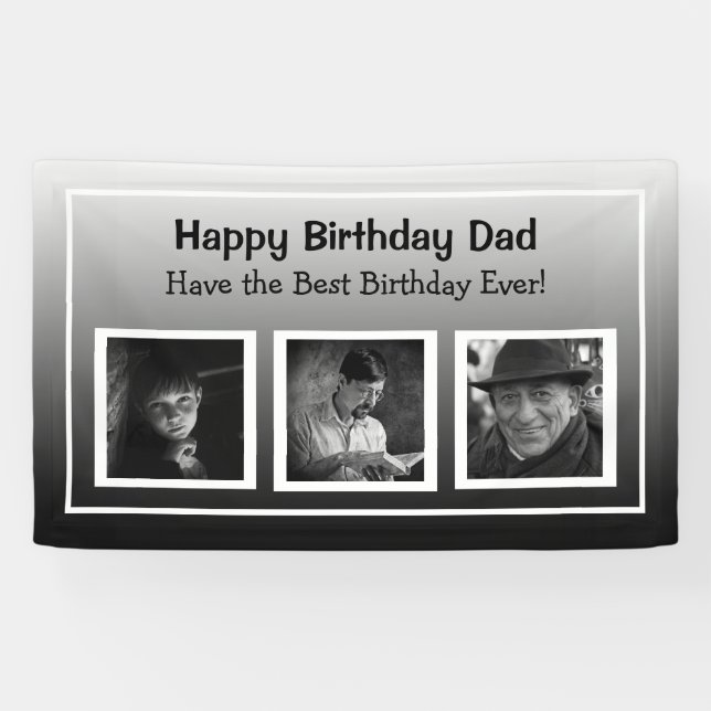 Happy Birthday Banner with Photo Age Progression (Horizontal)