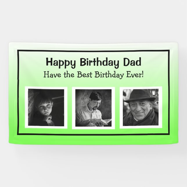 Happy Birthday Banner with Photo Age Progression (Horizontal)